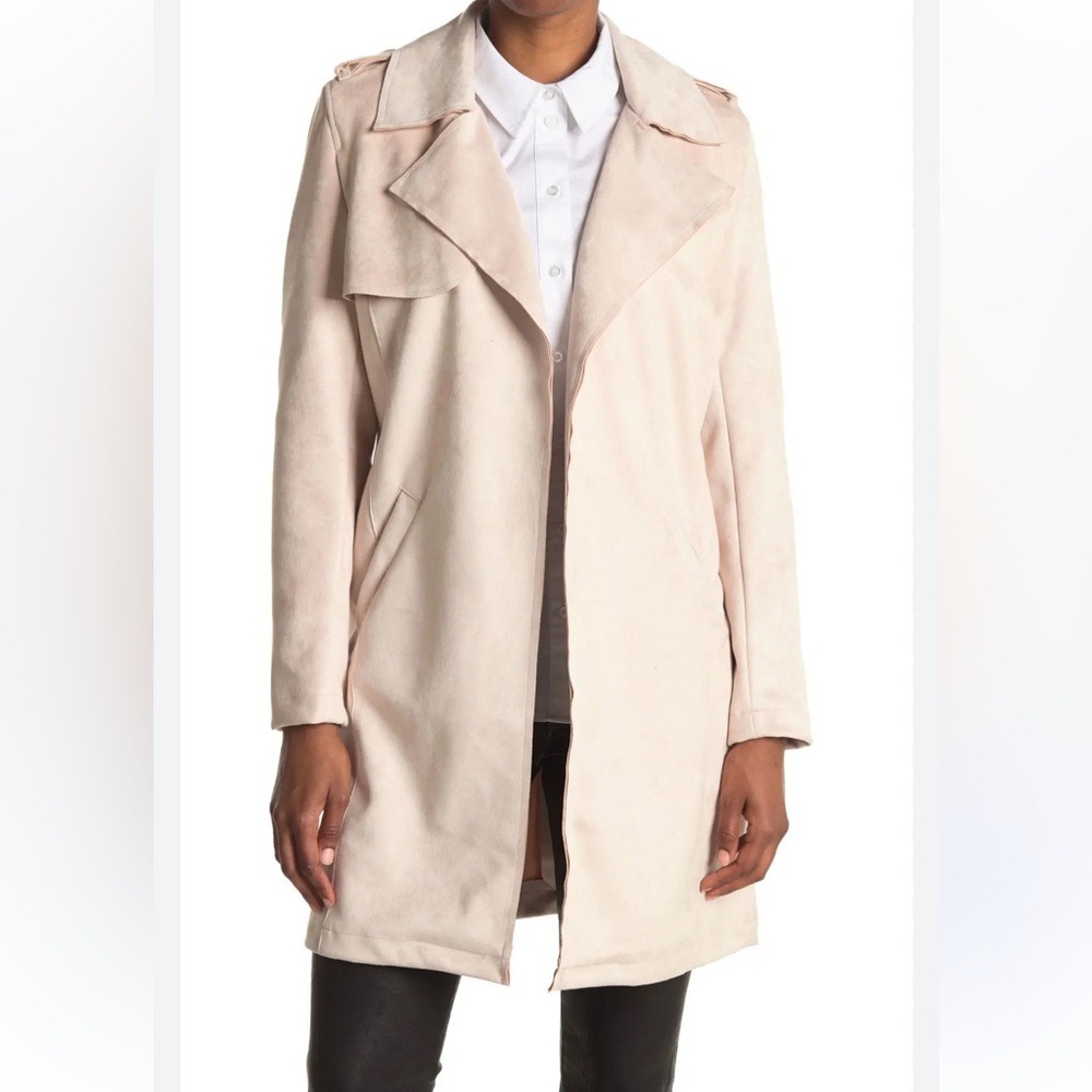 Ookie & Lala Women's 3X Nordstrom Blush Pink Vegan Faux Suede Trench Coat NWT